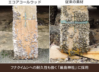 フナクイムシへの耐久性も強く「嚴島神社」に採用されました。